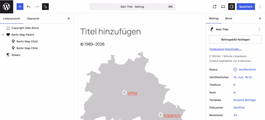 Berlin-Karte mit Wegpunkten